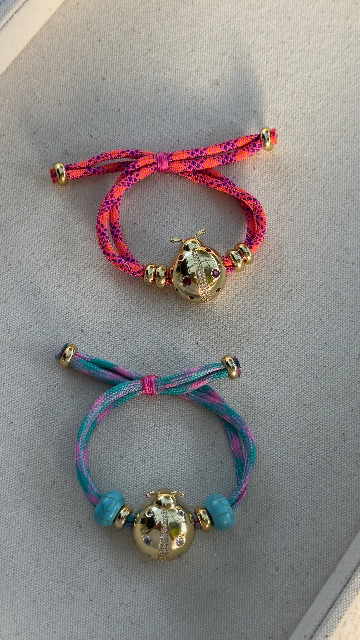 Lady Bug Gold Cord Bracelet