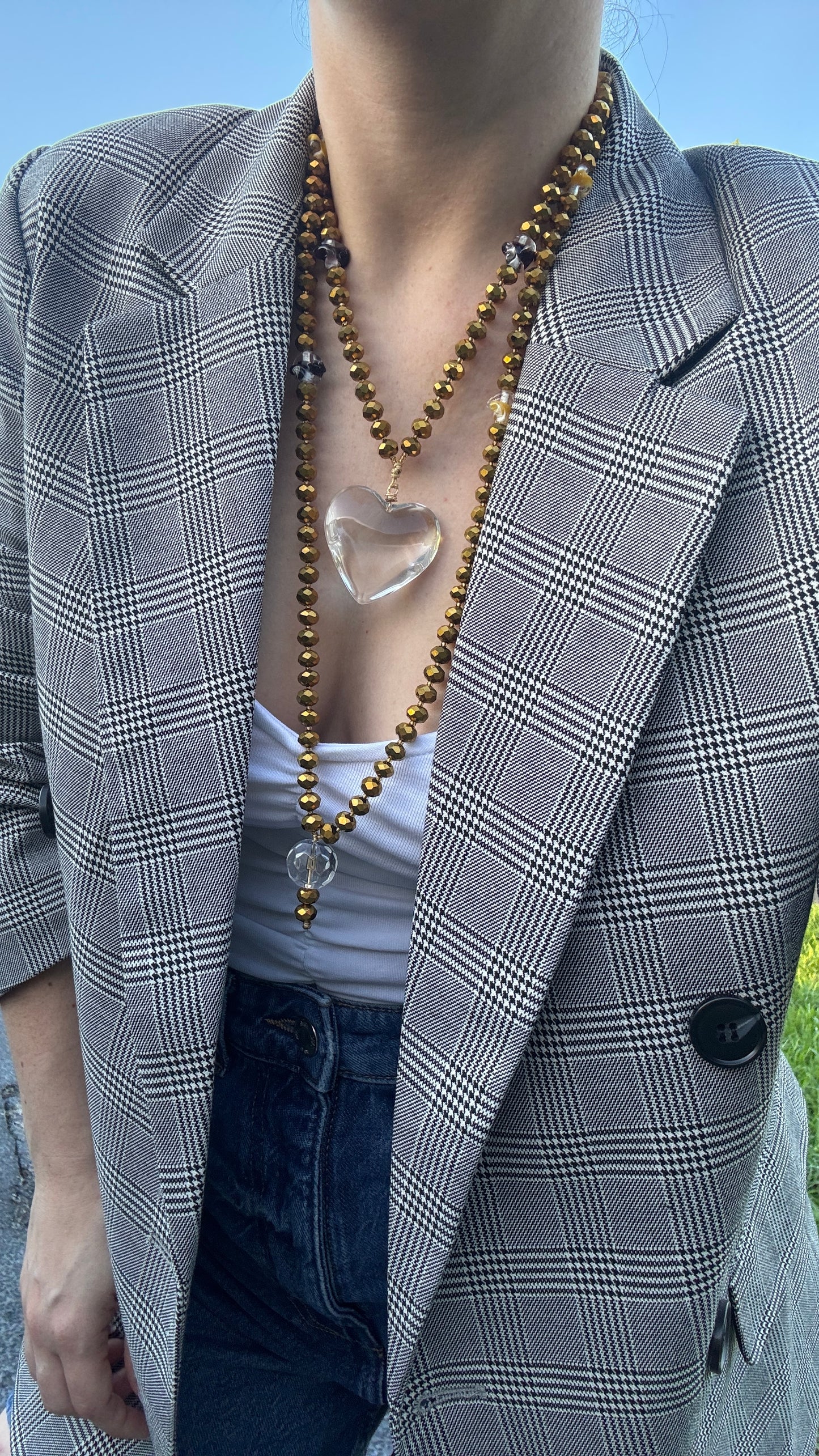 Double Heart Crystal Necklace