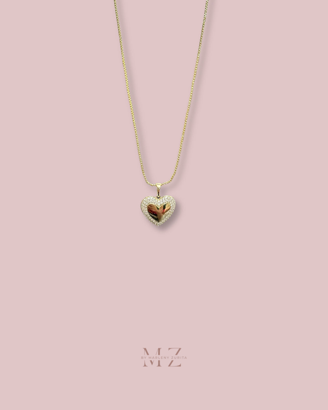 Round Crystal Heart Necklace