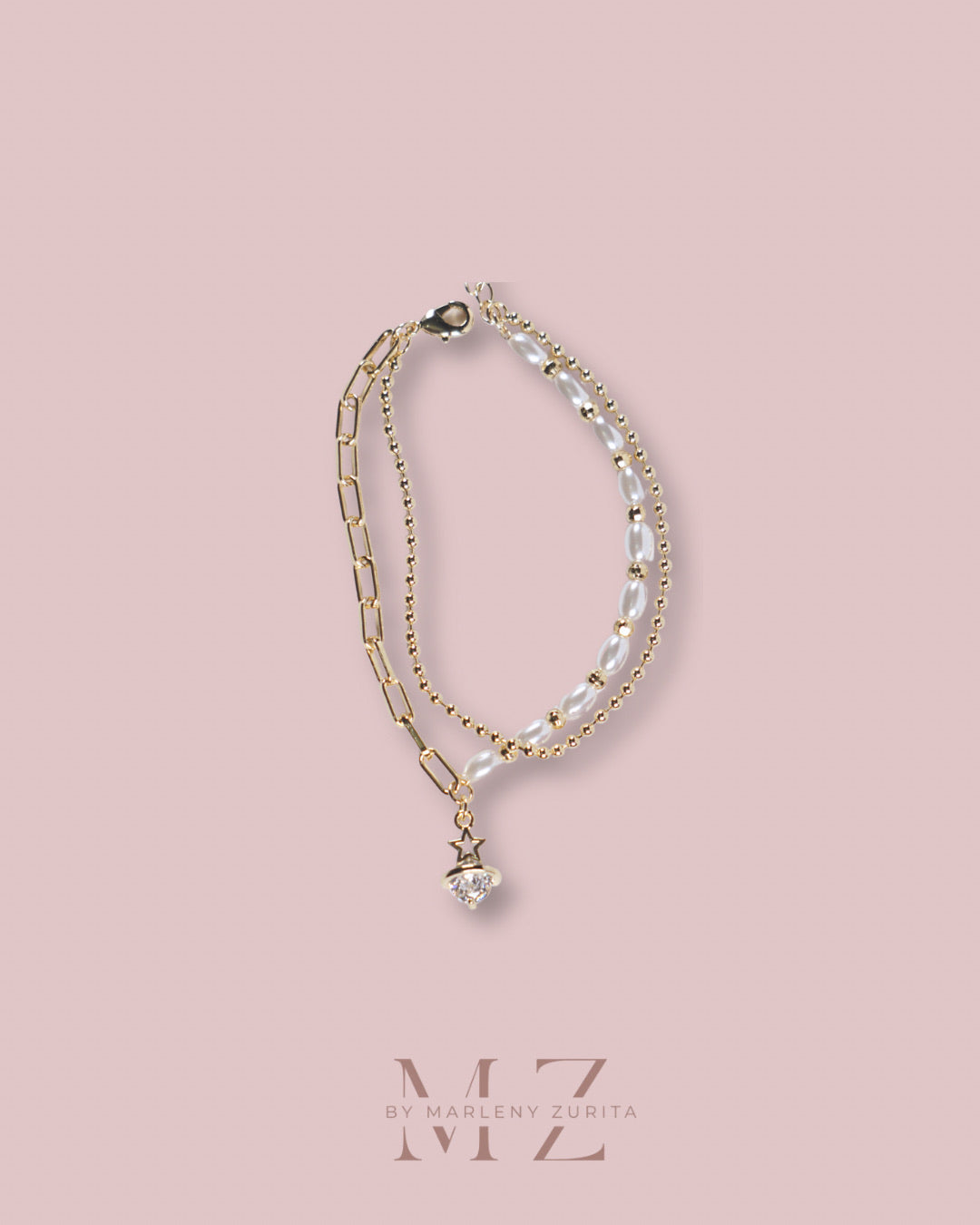 Crystal Gold Pearl Bracelet