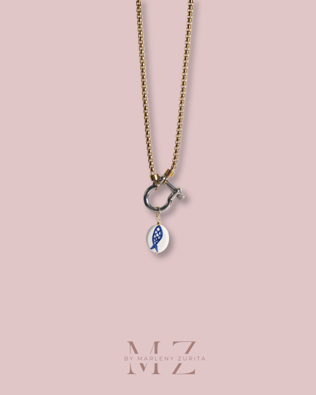 Blue Fish Charm Necklace