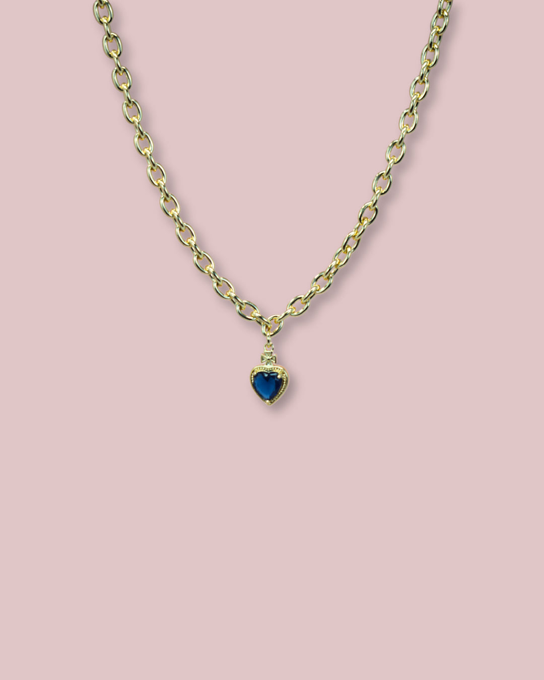 Blue Heart Gold Necklace