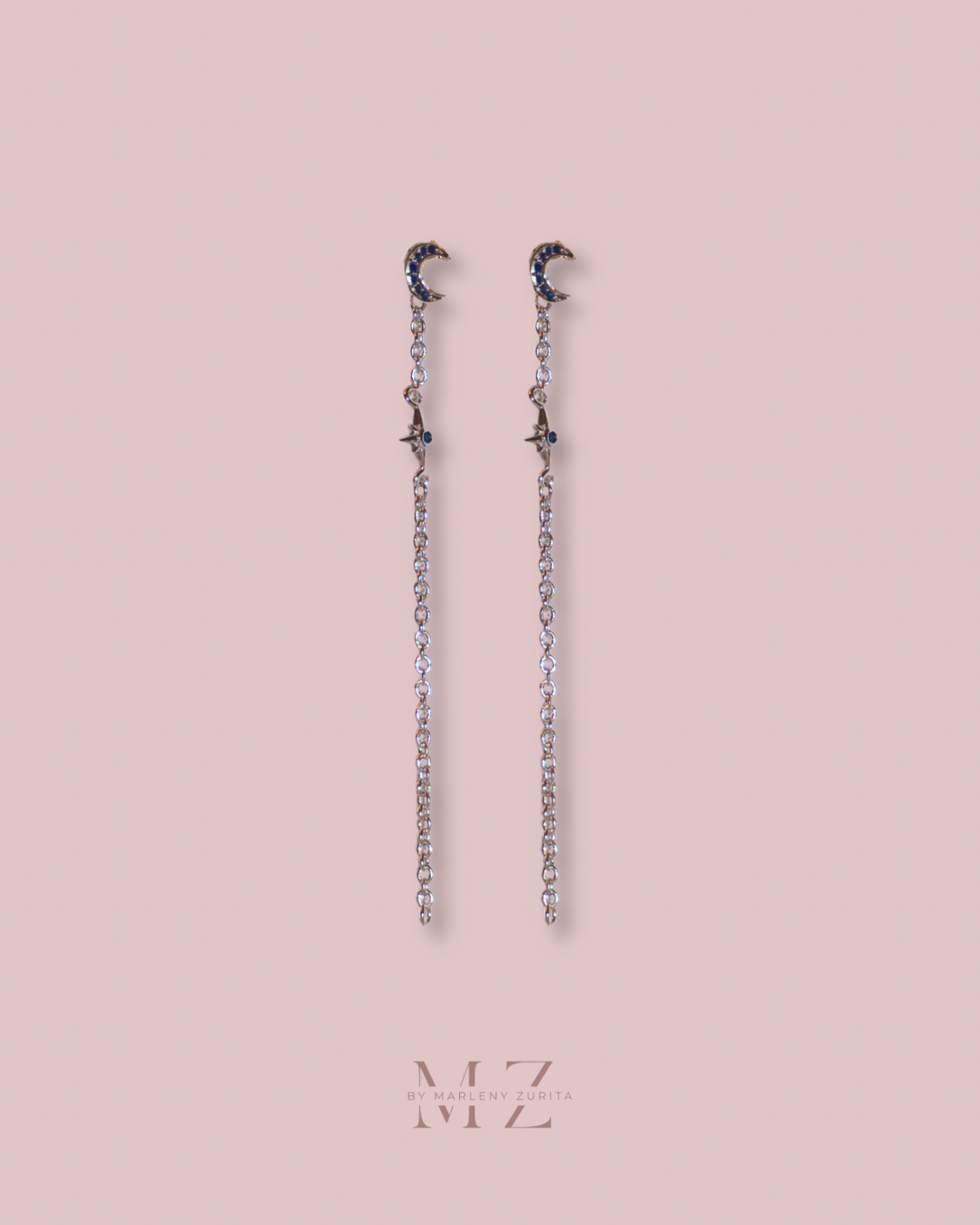 Moon Long Crystal Earring