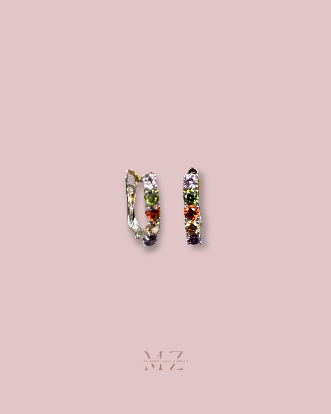 Silver Multicolor Crystal Earring
