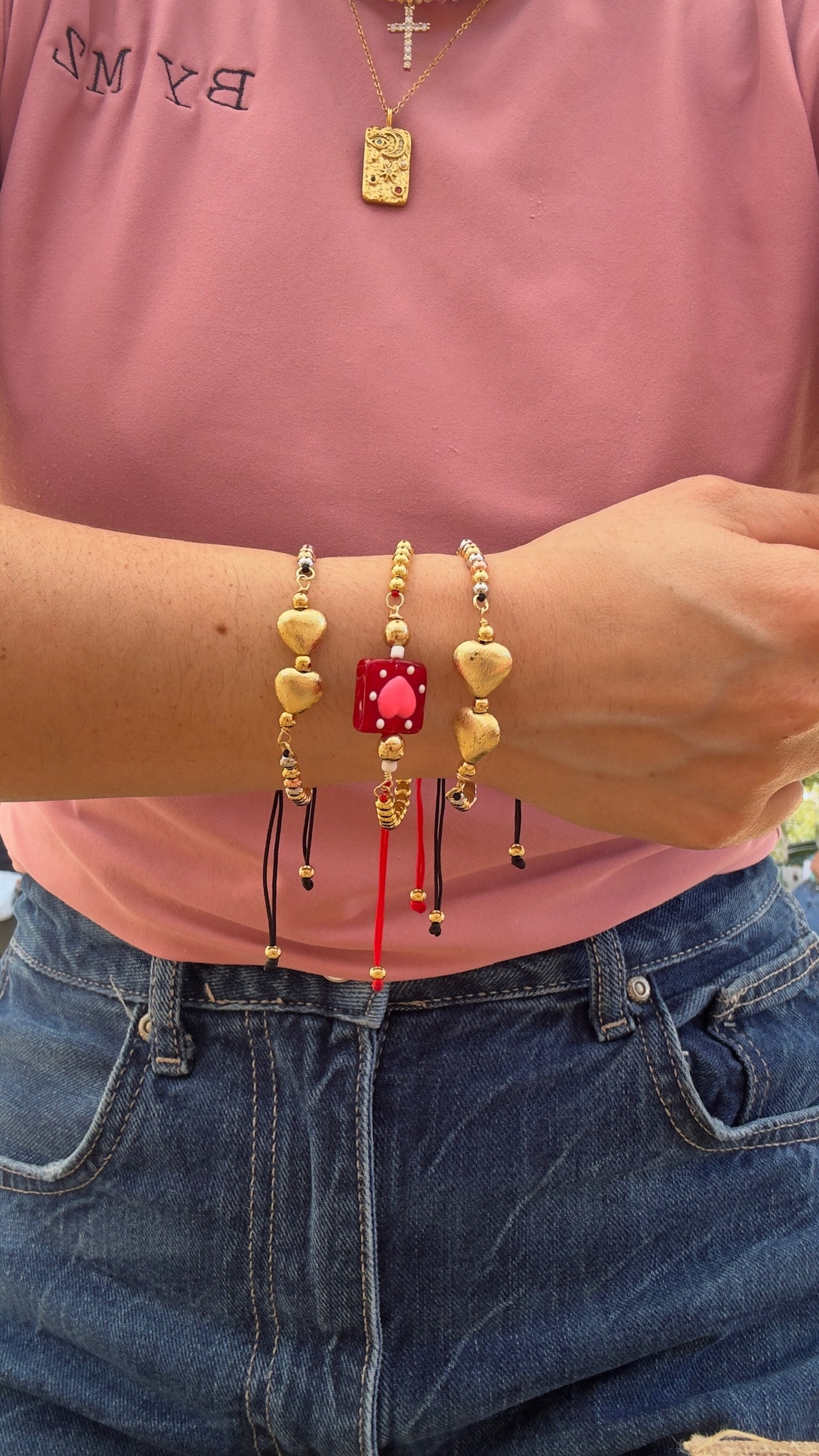 Double Gold Heart Bracelet