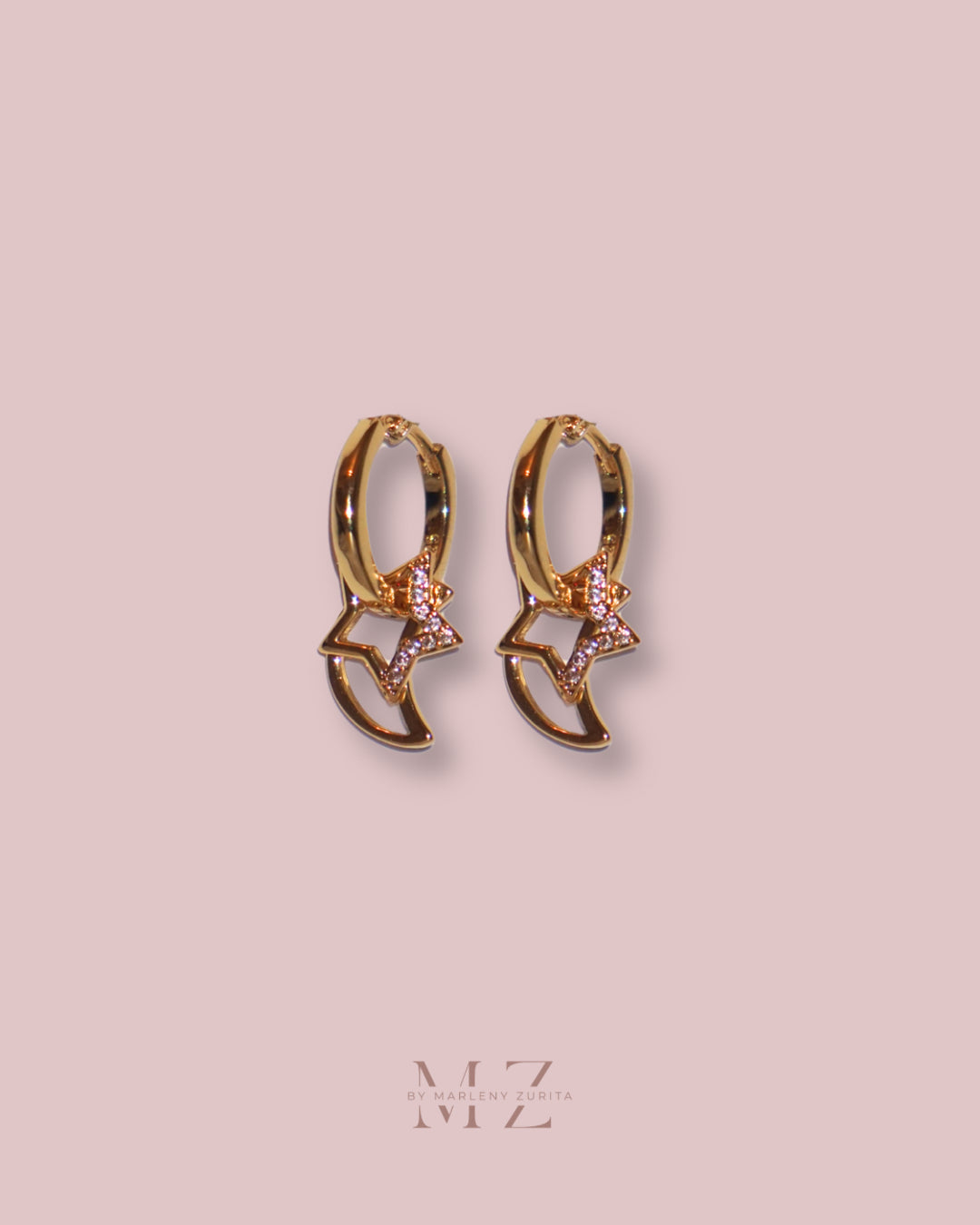 Star Moon Crystal Earring