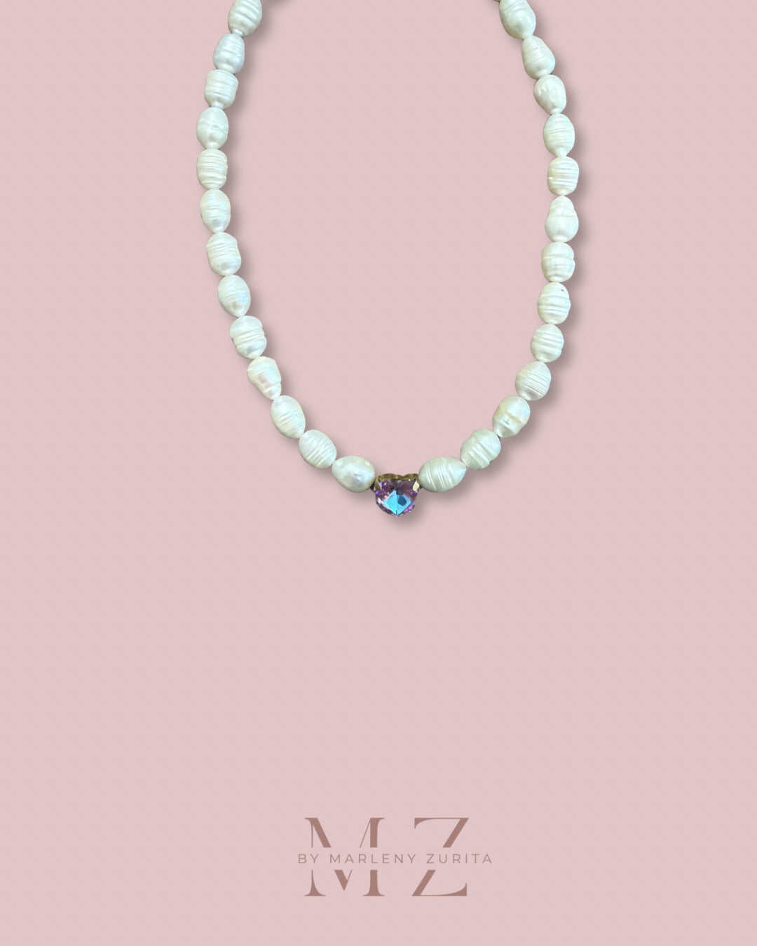 Aurora Pearl Heart Necklace
