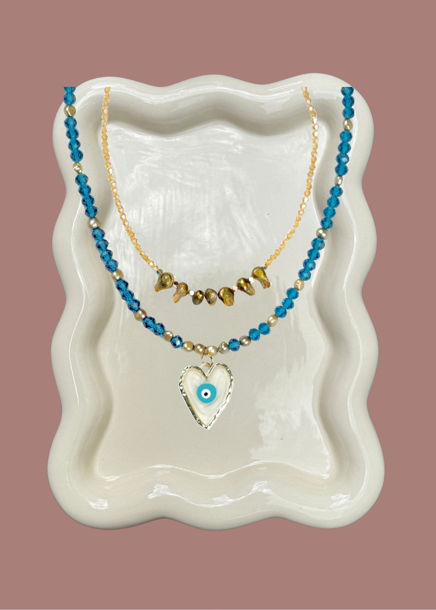 Pearl and Crystal Evil Eye Necklace