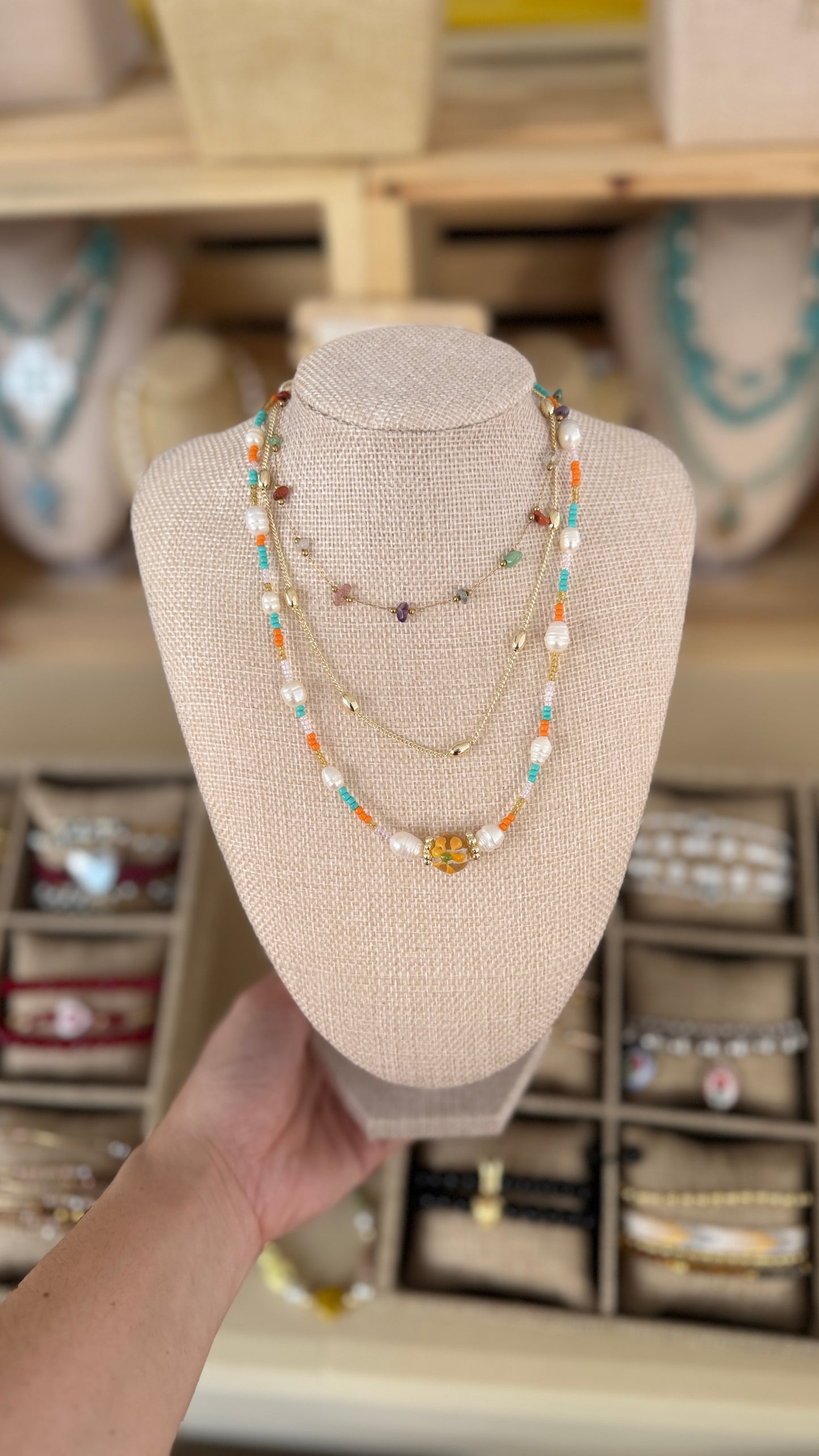 Natural Stone Gold Necklace