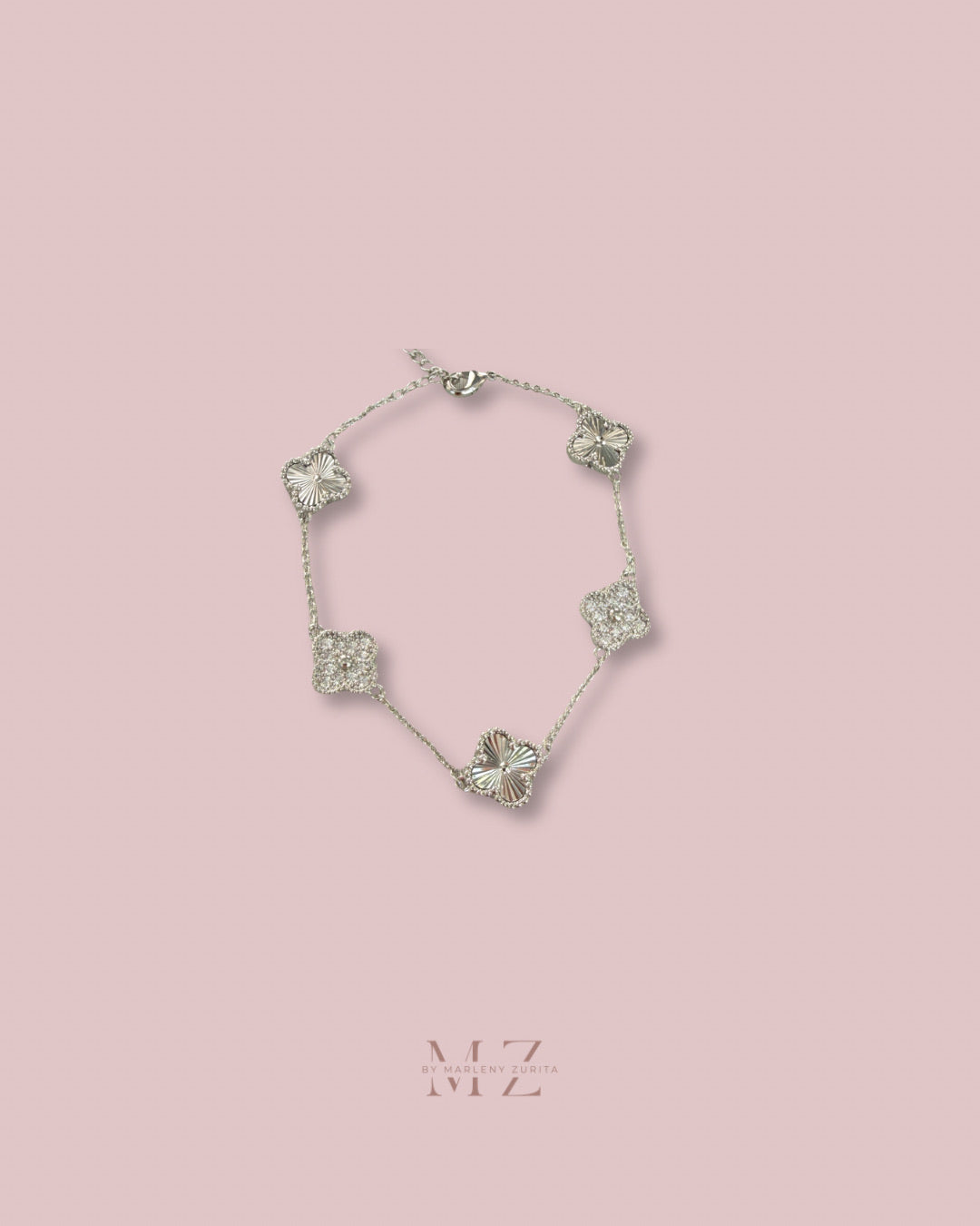 Silver Clover Crystal Necklace