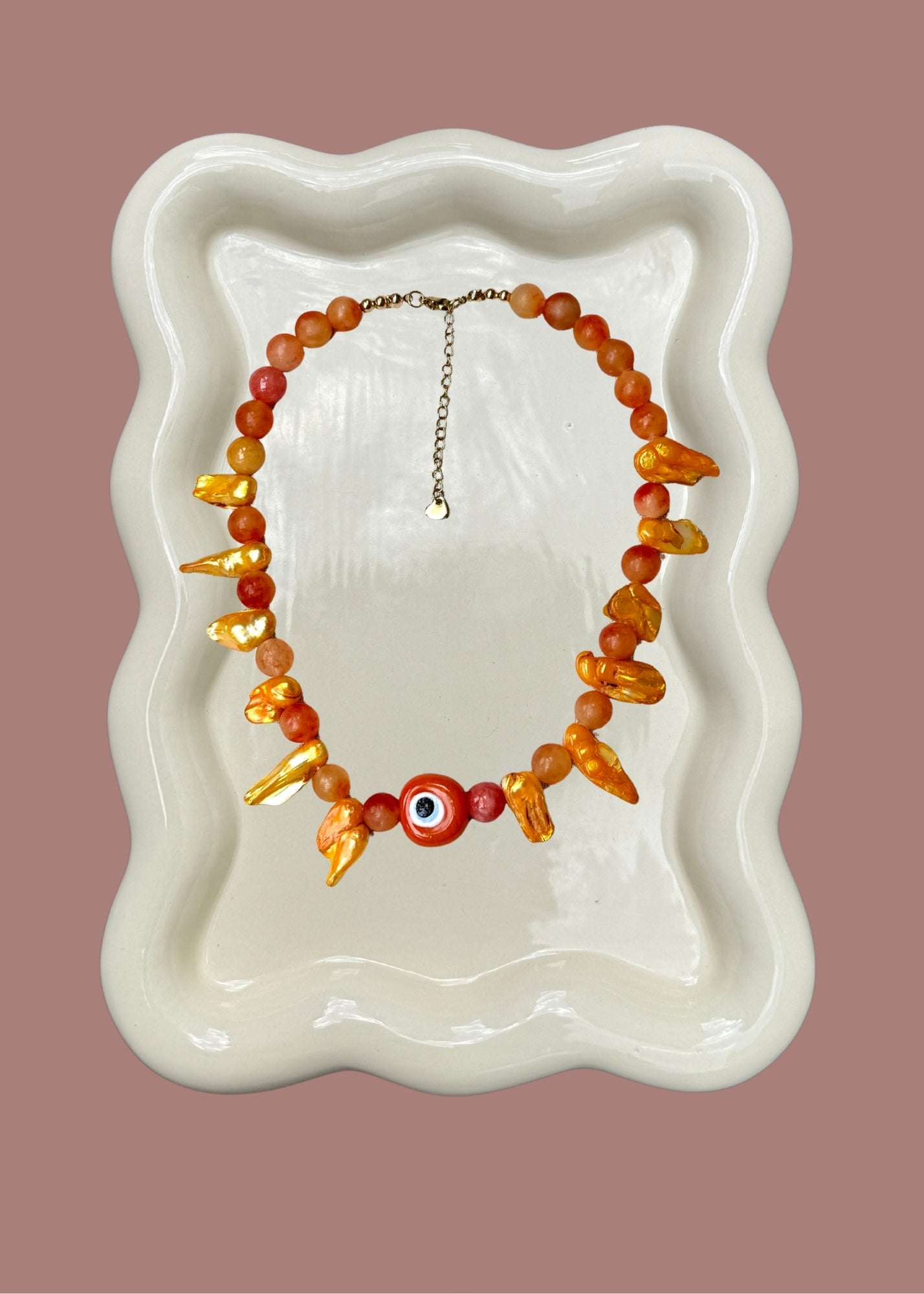 Pearl Evil Eye Necklace