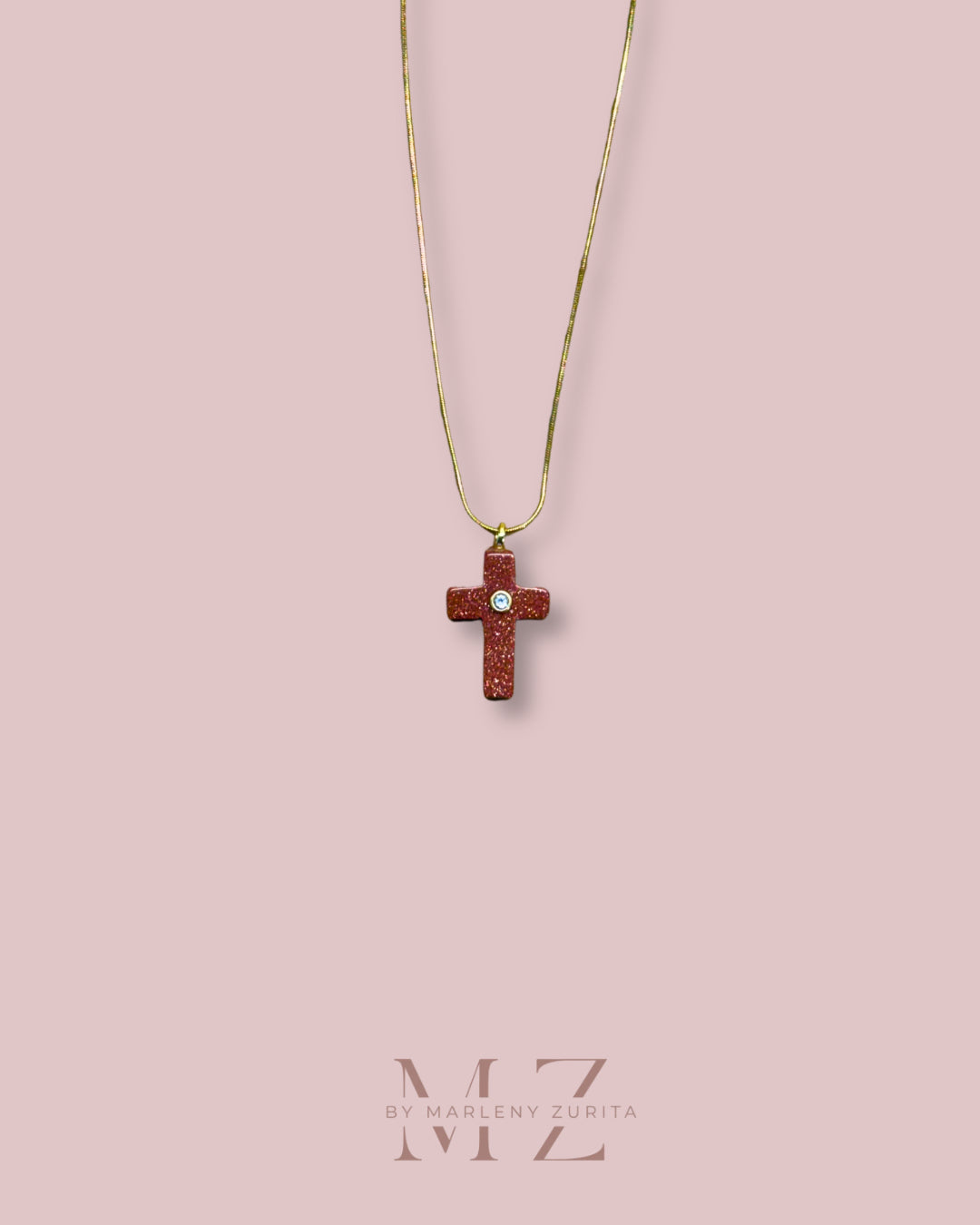 Goldstone Cross Necklace