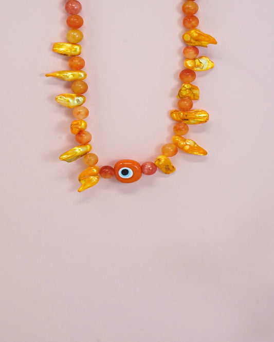Pearl Evil Eye Necklace