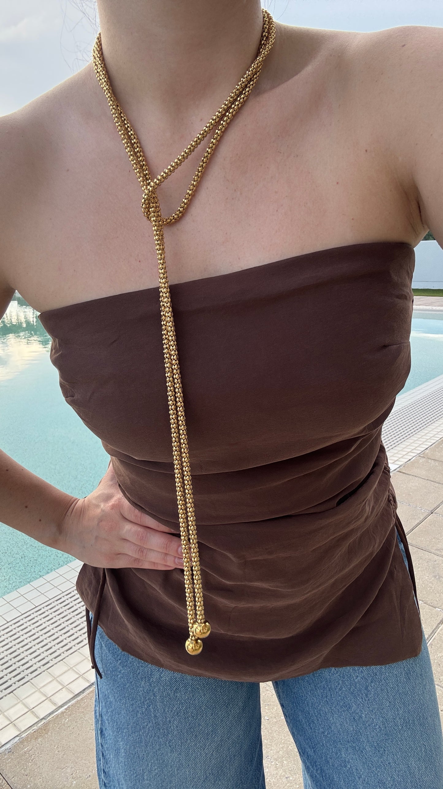 Long Adjustable Gold Necklace