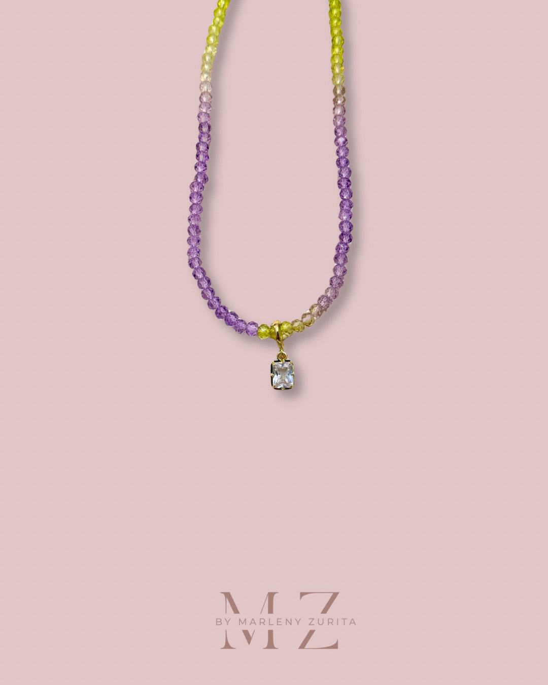 Lilac Lime Crystal Necklace