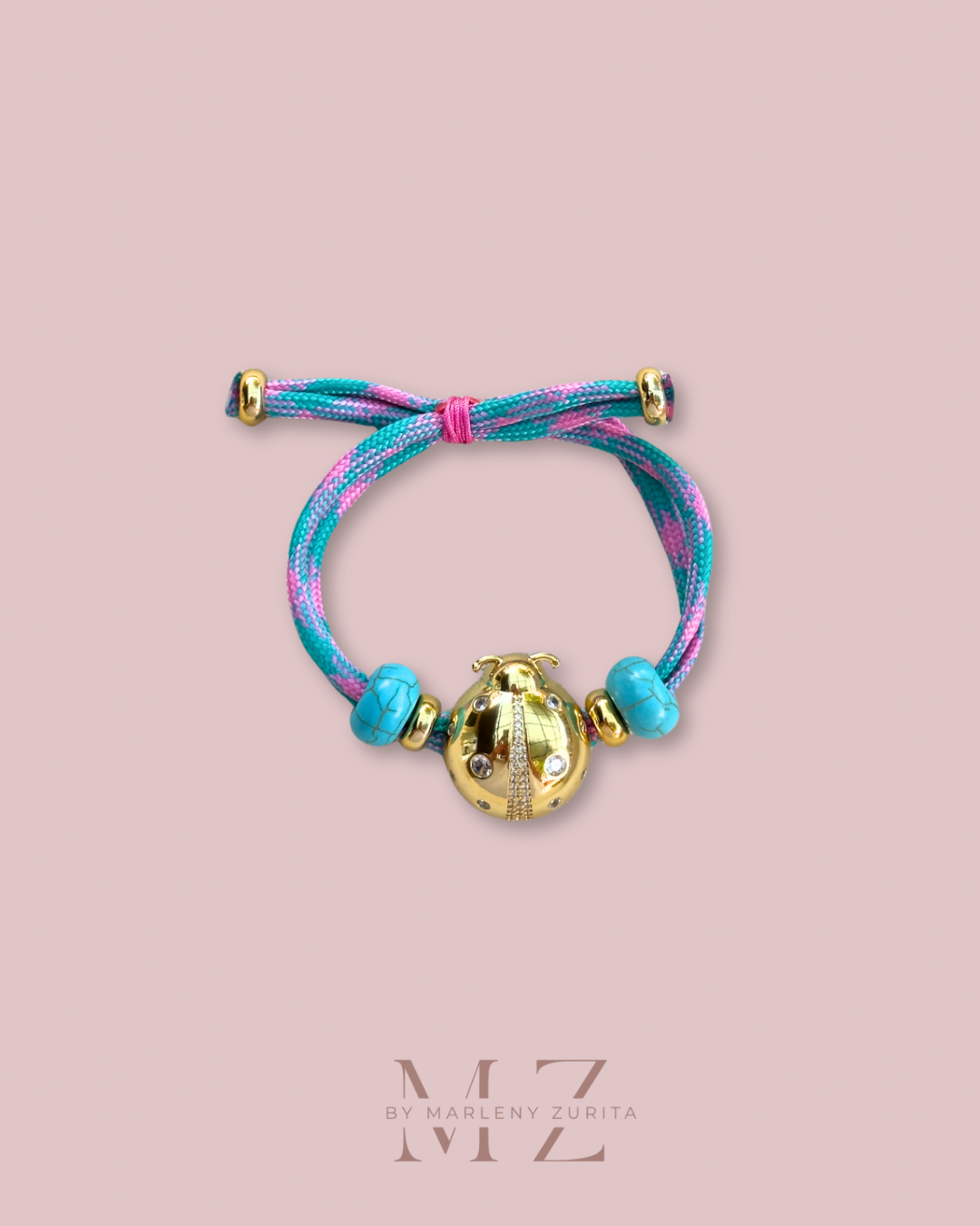 Lady Bug Gold Cord Bracelet