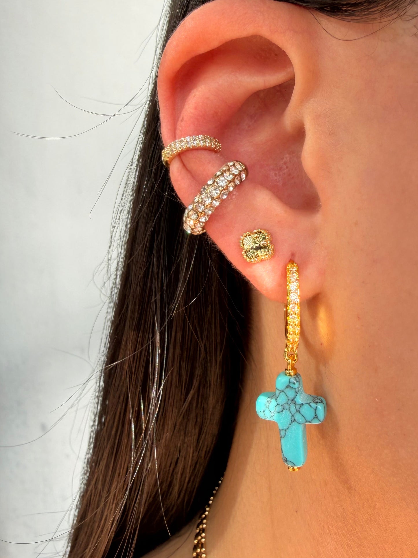 Crystal Cross Earring