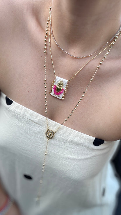 Escapulario Heart Bead Necklace