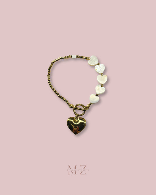 Mother of Pearl Heart Bracelet