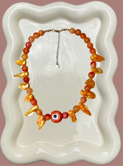 Pearl Evil Eye Necklace