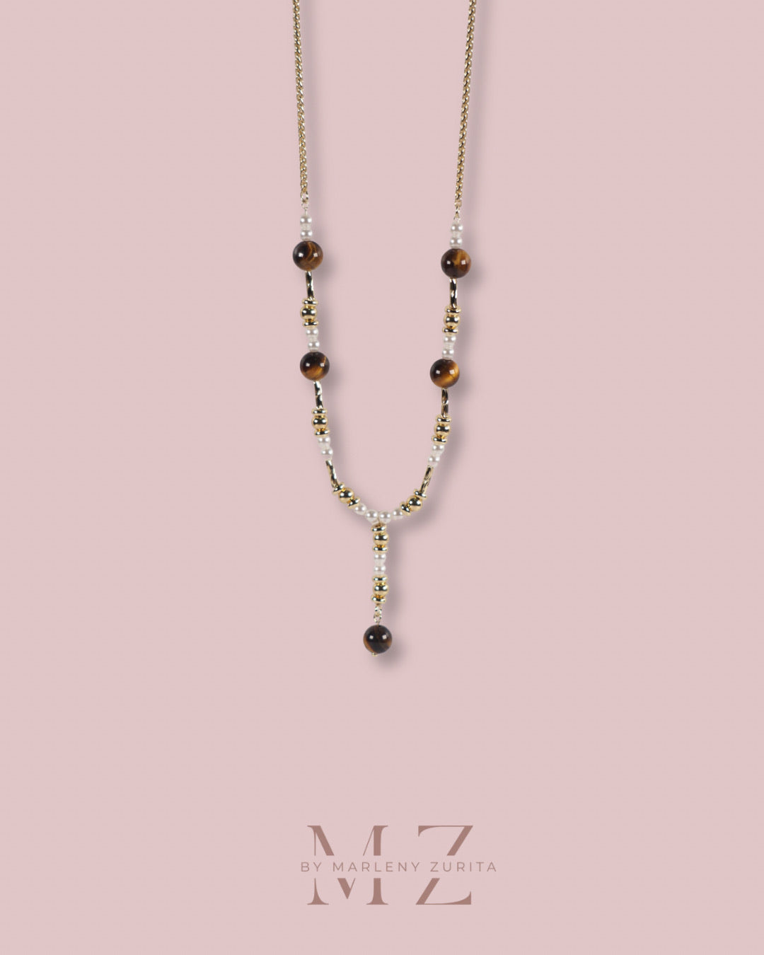 Tiger Eye Pearl Necklace