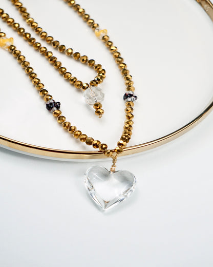 Double Heart Crystal Necklace