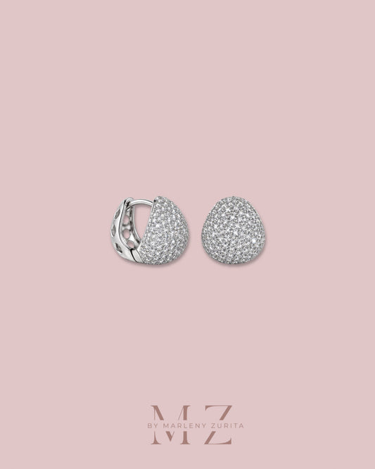Silver Crystal Hoops