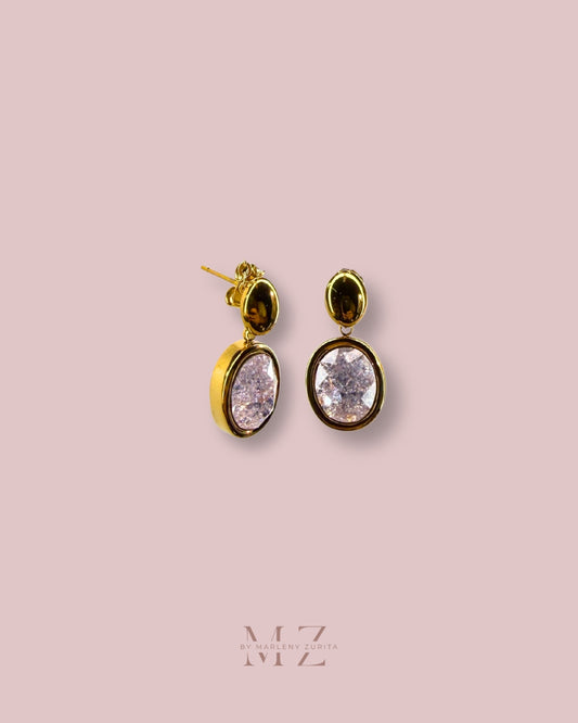 Cuarzo Rosa Gold Earring