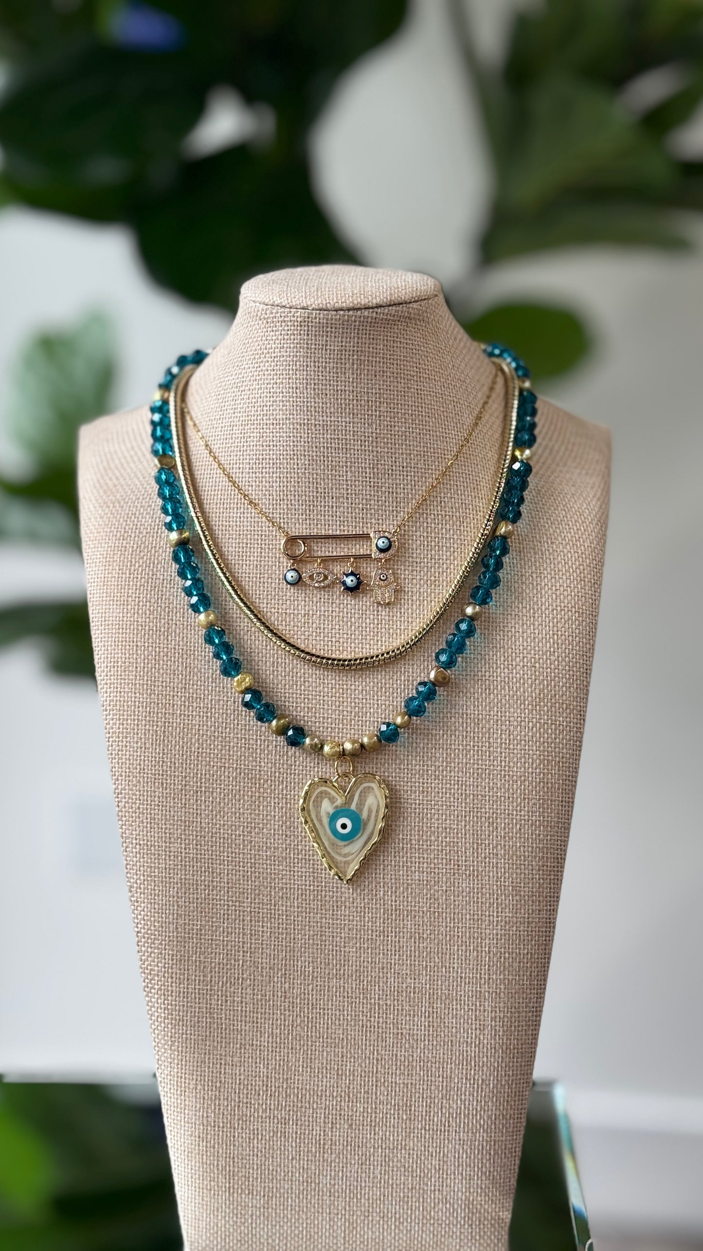 Pearl and Crystal Evil Eye Necklace