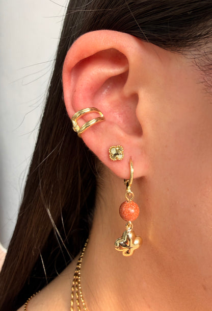 Goldstone Clover Earring