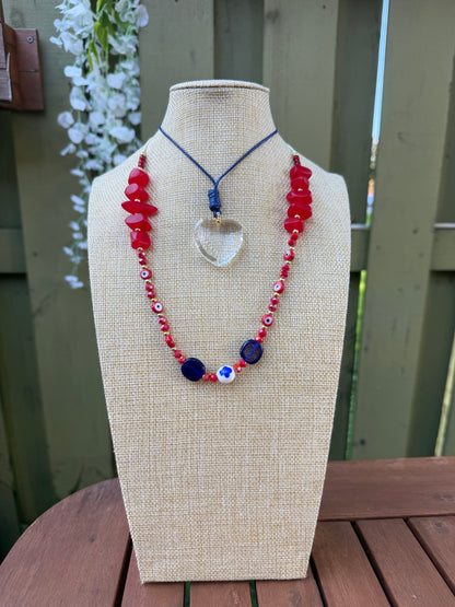 Evil Eye Crystal Resin Necklace