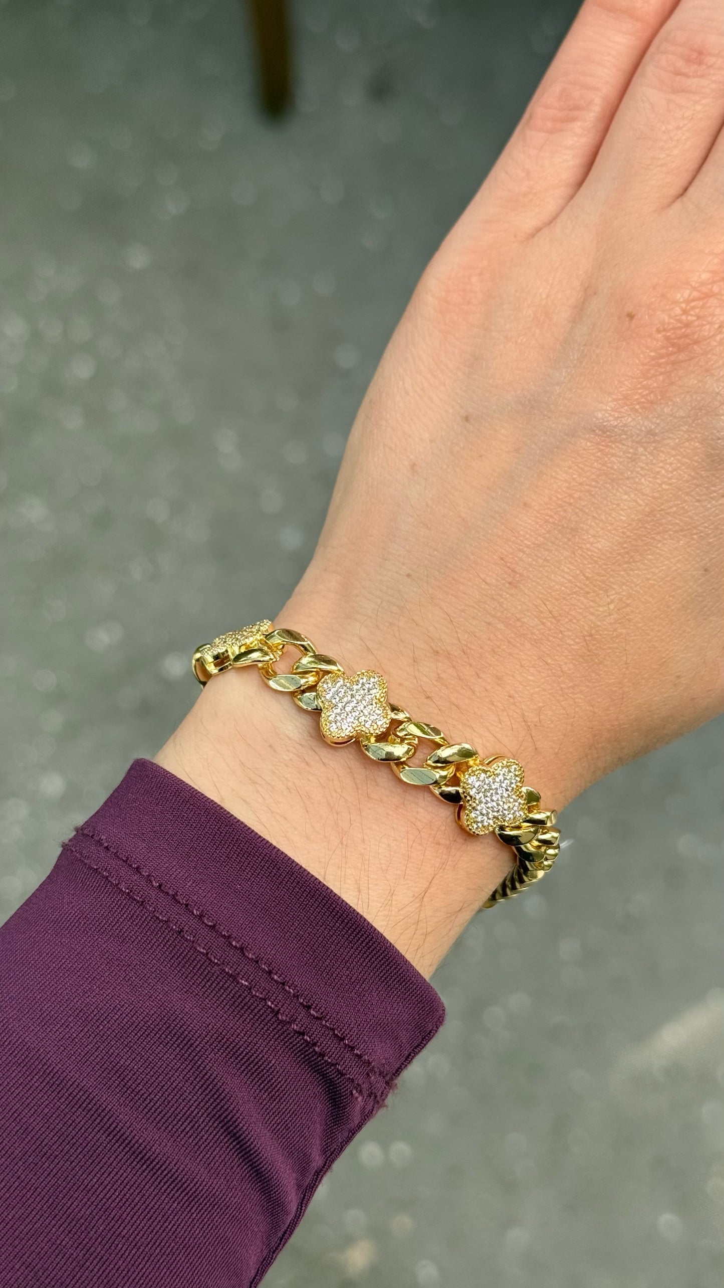 Clover Crystal Chunky Bracelet