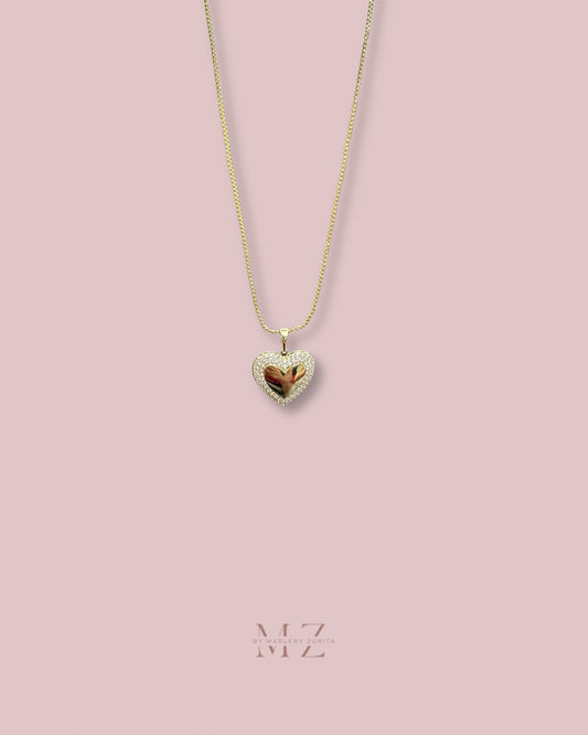 Round Crystal Heart Necklace
