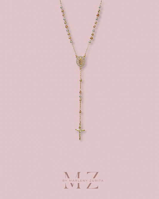 Tri-Color Rosary Necklace