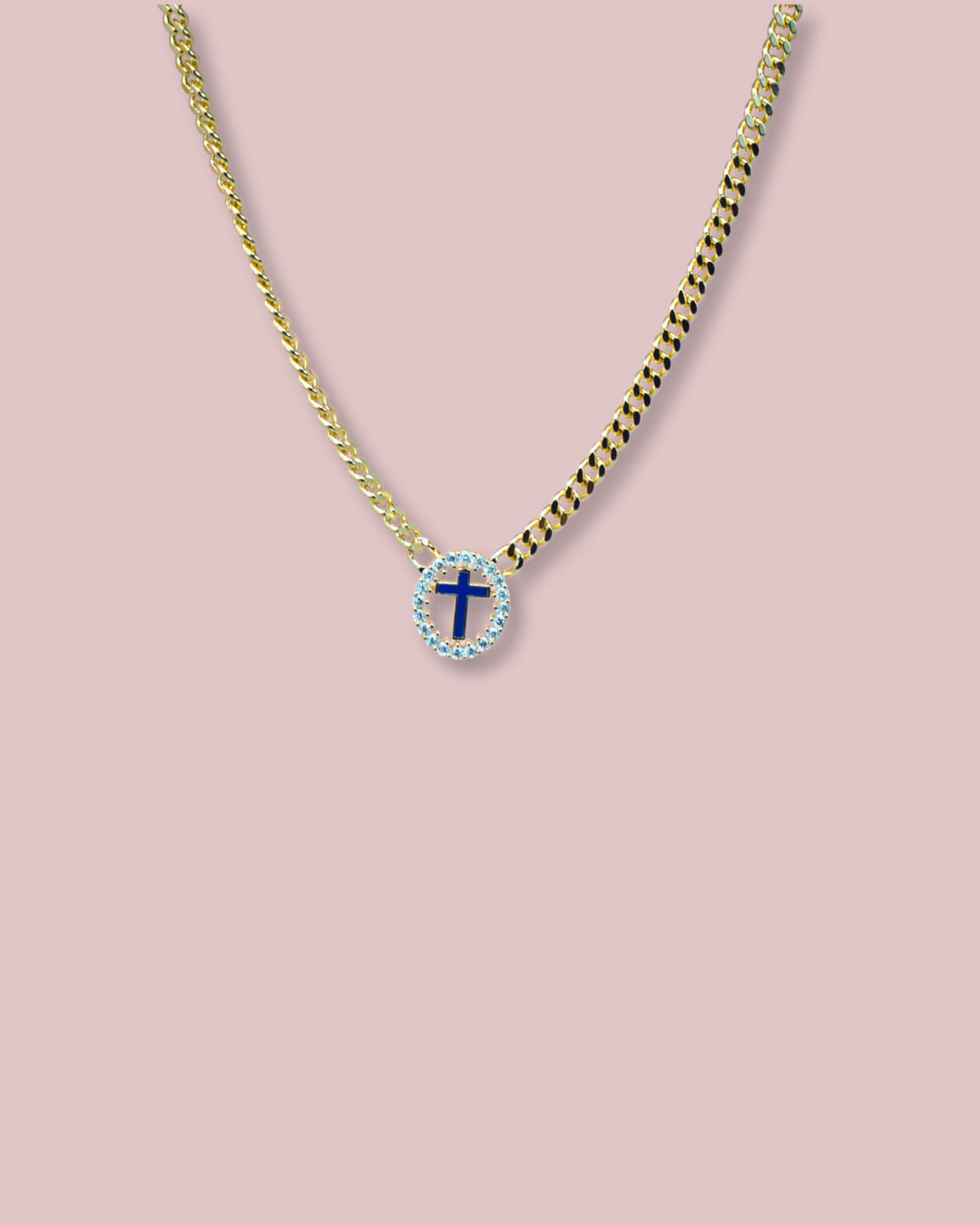 Cross Blue Necklace
