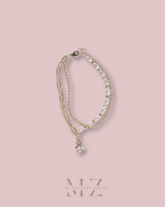 Crystal Gold Pearl Bracelet