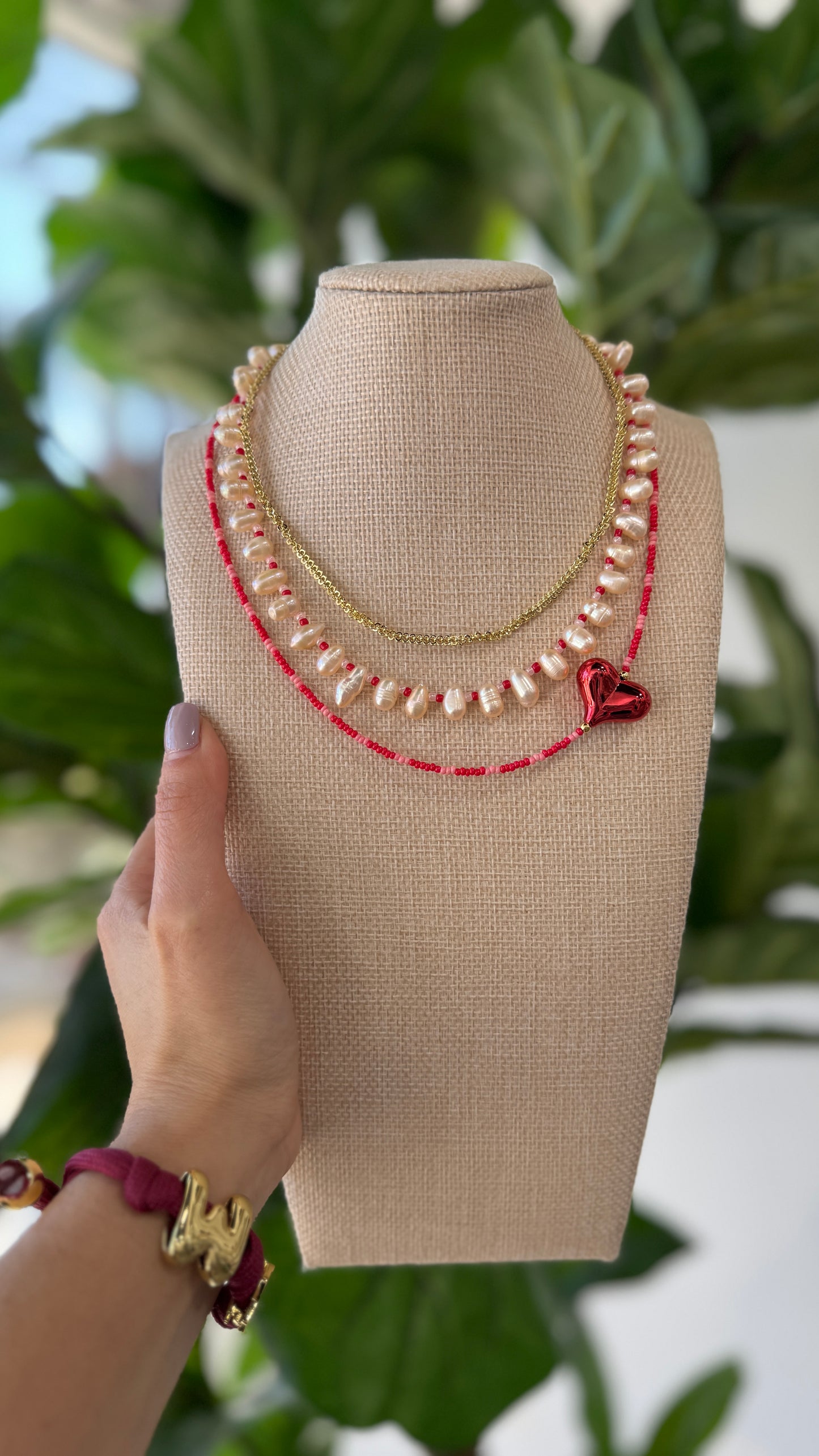 Funky Heart Bead Necklace