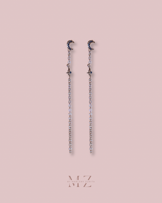 Moon Long Crystal Earring