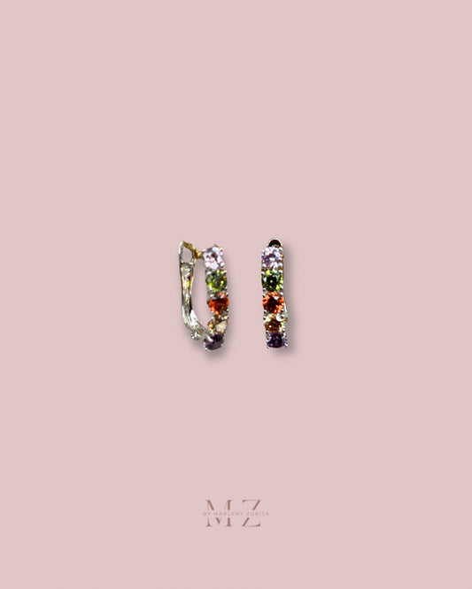 Silver Multicolor Crystal Earring