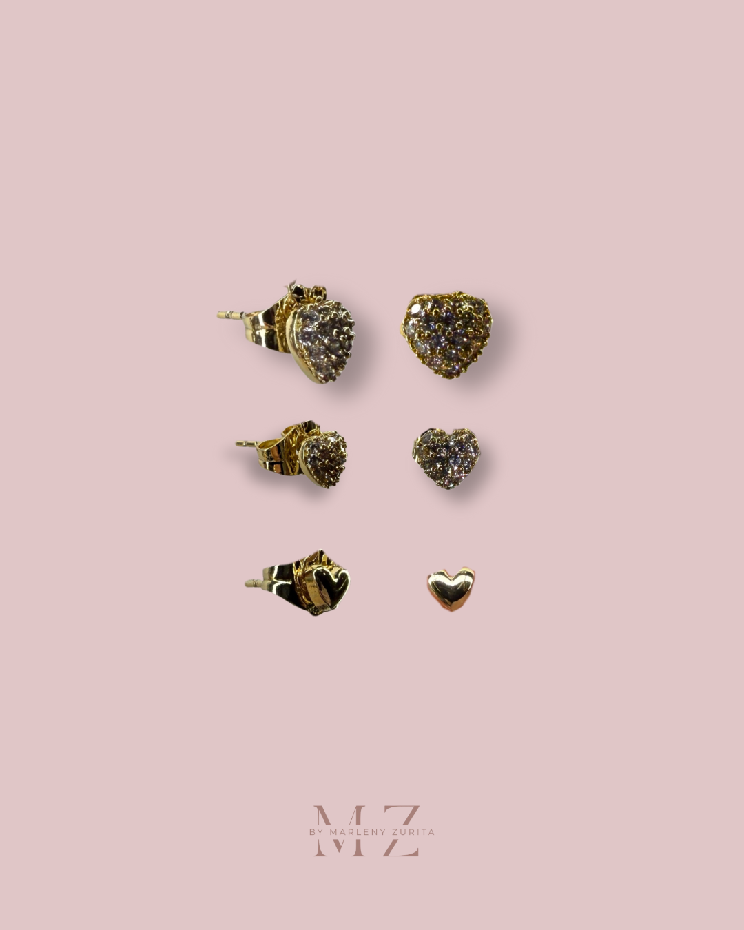 Gold Heart Stud Earring