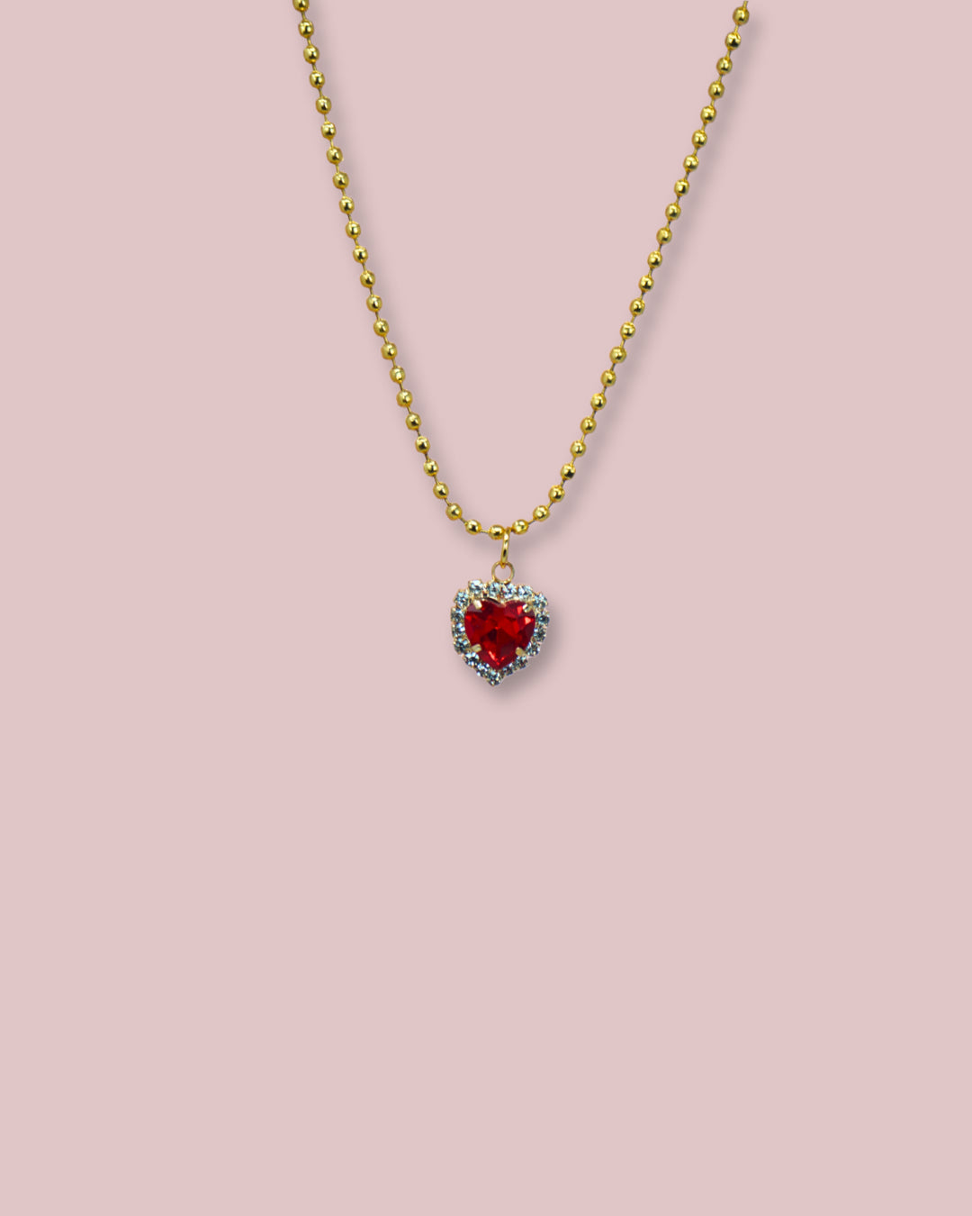 Red Heart Gold Necklace