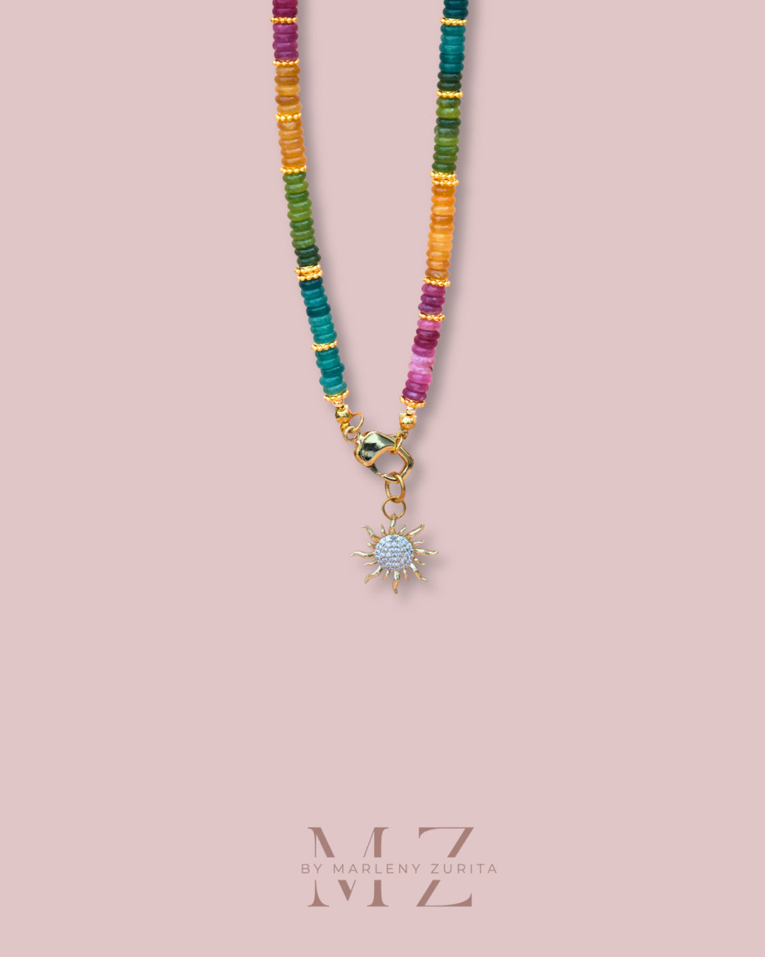 Multicolor Stone Sun Necklace
