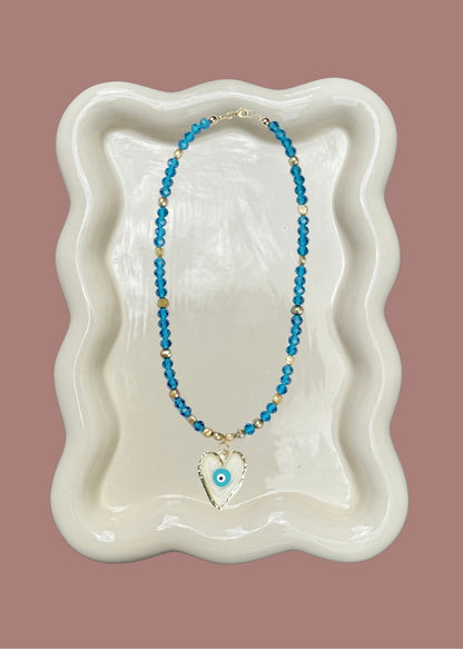 Pearl and Crystal Evil Eye Necklace