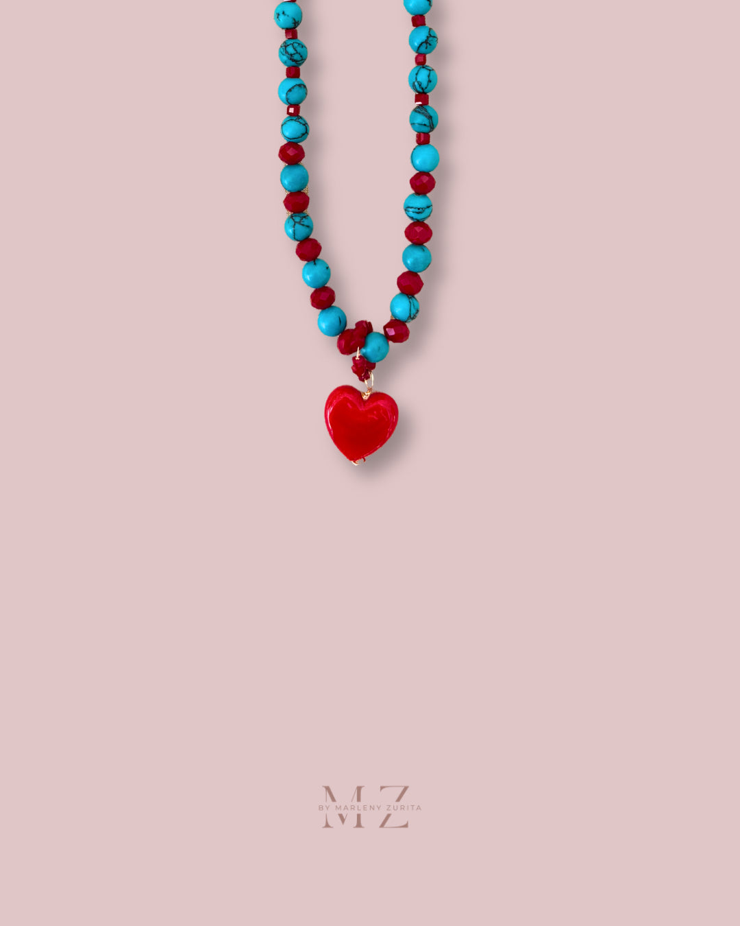Crystal Turquoise Heart Necklace