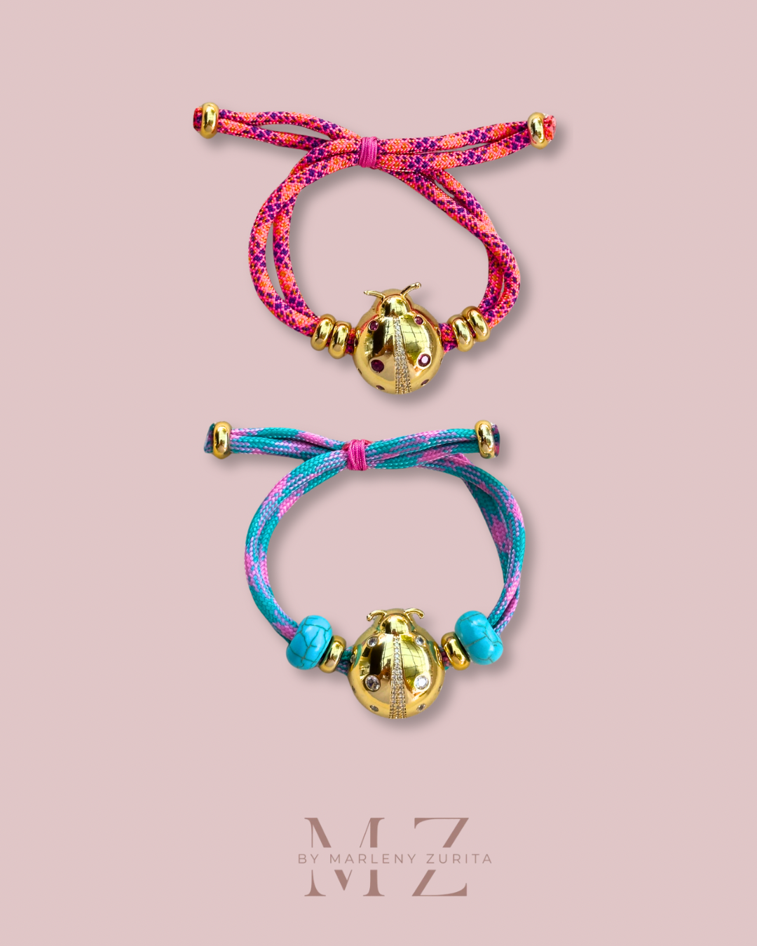 Lady Bug Gold Cord Bracelet