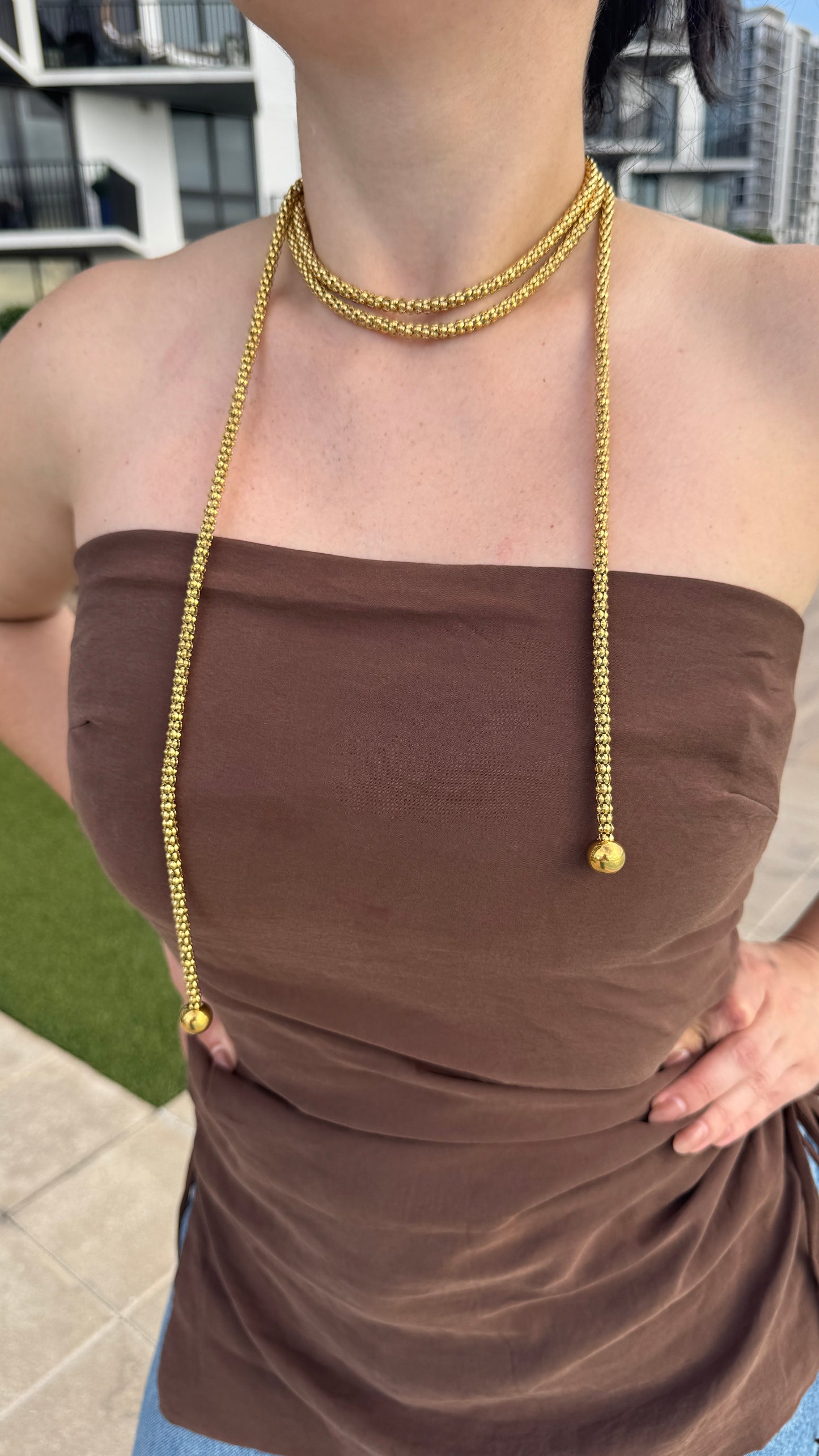 Long Adjustable Gold Necklace