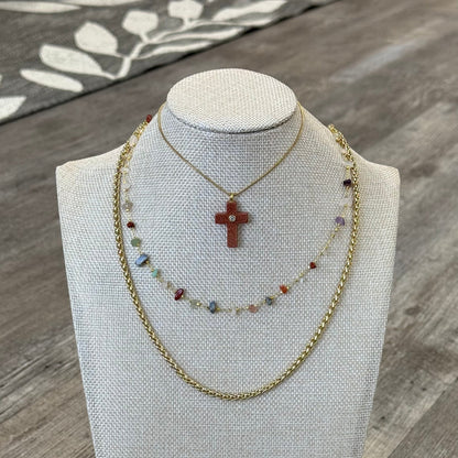 Goldstone Cross Necklace