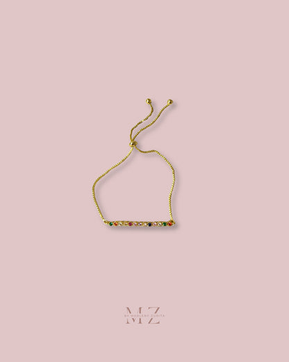 Multicolor Adjustable Gold Bracelet