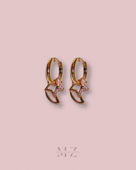 Star Moon Crystal Earring