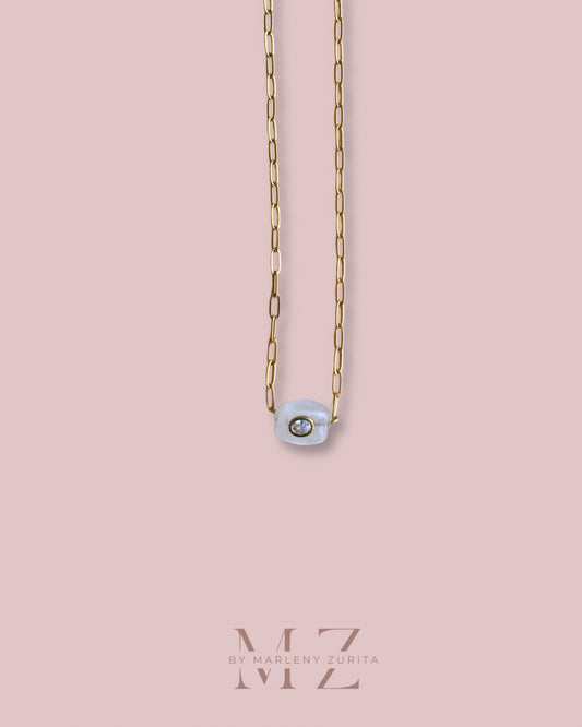 Stone Chain Link Gold Necklace
